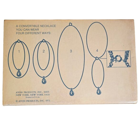 Turquoise Blue Teardrop Necklace With Adjustable Chain Avon Fashion Accents VTG - Picture 5 of 16